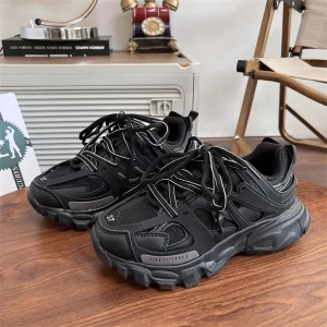 New Fashion Old Dad Shoes Adult Platform Trainers Stylish Casual Chunky Sneakers For Women Men Sport Thick Sole Black Footwear 1