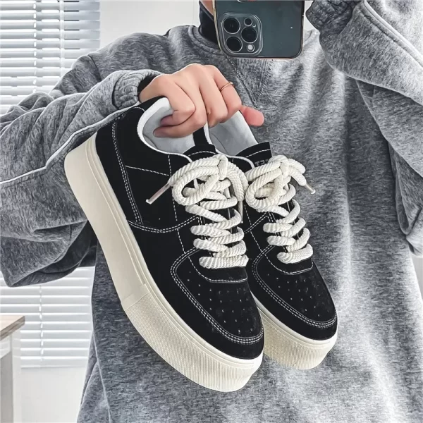 Men's Fall Casual Skateboard Shoes Men Comfortable Black Thick Sole Sneakers Lightweight Versatile Walking Tennis Shoes for Men 1