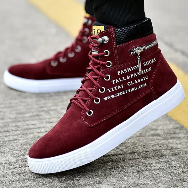 Spring Autumn High Top Men's Shoes Leather Men's Casual Sneaker Shoes Lace-up Wild Platform Sneakers Flat Vulcanized Shoes 1