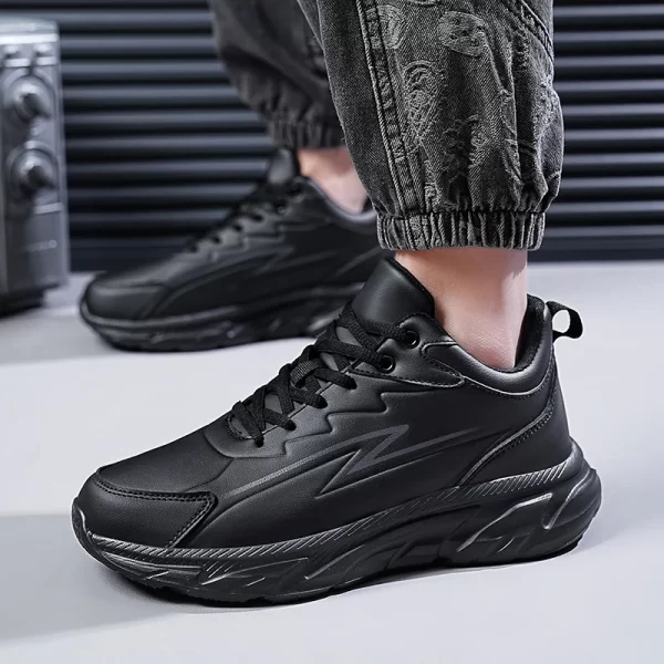 Black Leather Shoes for Men Height Increasing Winter Fashion Sneakers Plus Fur Warm Outdoor Cotton Casual Shoes Men Shoe Size 48 1