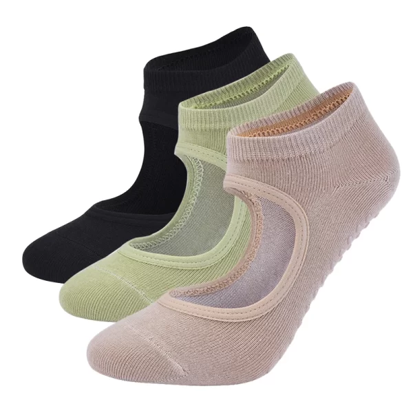 Women High Quality Pilates Socks Anti-Slip Breathable Backless Yoga Socks Ankle Ladies Ballet Dance Sports Socks for Fitness Gym 1