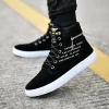 Spring Autumn High Top Men's Shoes Leather Men's Casual Sneaker Shoes Lace-up Wild Platform Sneakers Flat Vulcanized Shoes 6