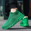 Fashion Trendy Green Men's Runing Shoes Breathable Socks Sneakers Men Slip-on Shoes Lightweight Sport Training Men Walking Shoes 2