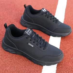 Men Shoes Sneakers Male Black Lace Up Athletic Male Leather Casual Sport Flat Trendy Lightweight Walking Running Fitness Shoes 1