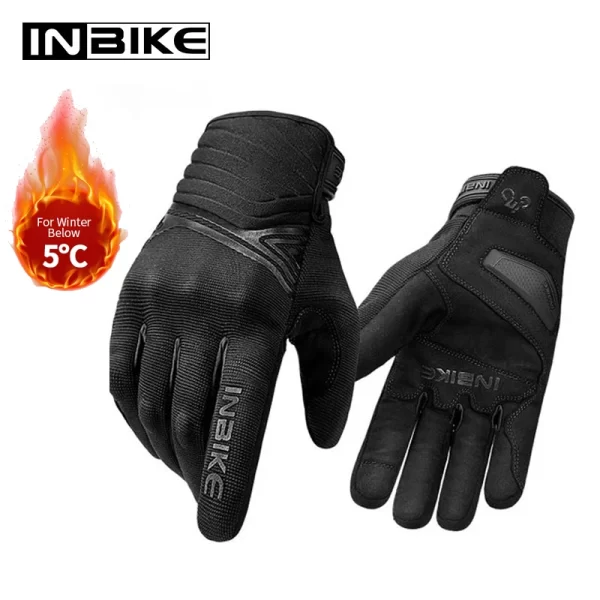 INBIKE Winter Cycling Gloves Men Full Finger Bicycle MTB Motorcycle Gloves Man Touchscreen Shockproof Glove for Motor Driving 1